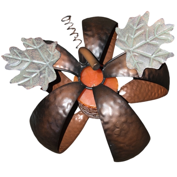 Hammered Metal Pumpkin Pillar Candle Holder - Picture 3 of 6